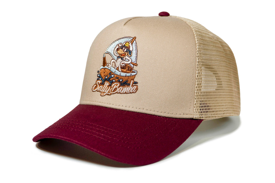 Gorra Trucker Beige y Granate