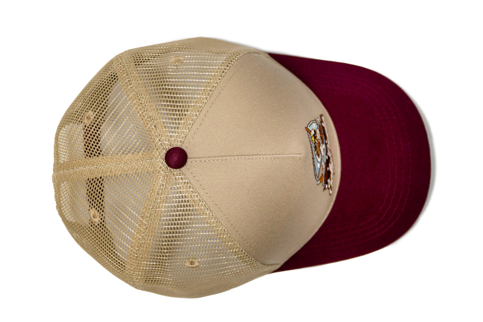 Gorra Trucker Beige y Granate